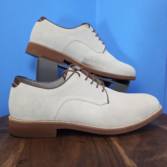 Johnston & Murphy Ellington Plain Toe Oxford Shoe Men's 10M Ivory/Bone Suede - Picture 2 of 14